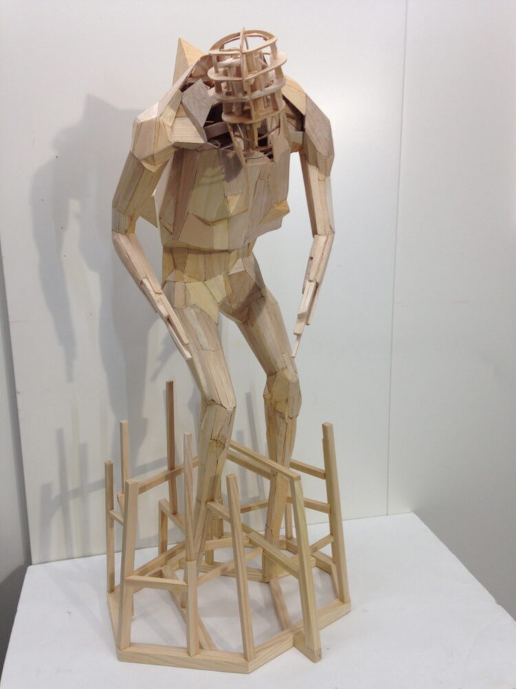 Exposition art collector 5x2+1 - Première édition belge 3 1 Bagot Clément Sans titre 2016 bois SOCLE 50 x 45 x 90 scaled